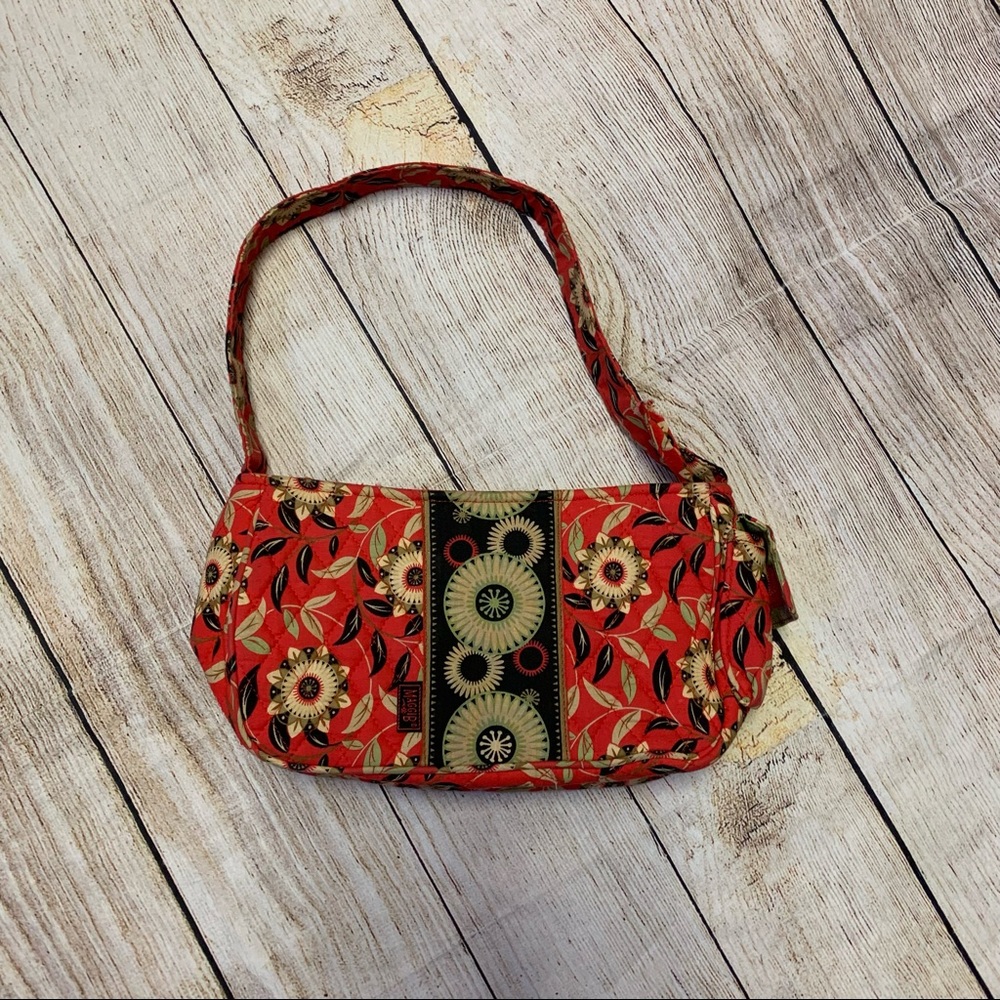 Maggie B Red Patterned Quilted Purse